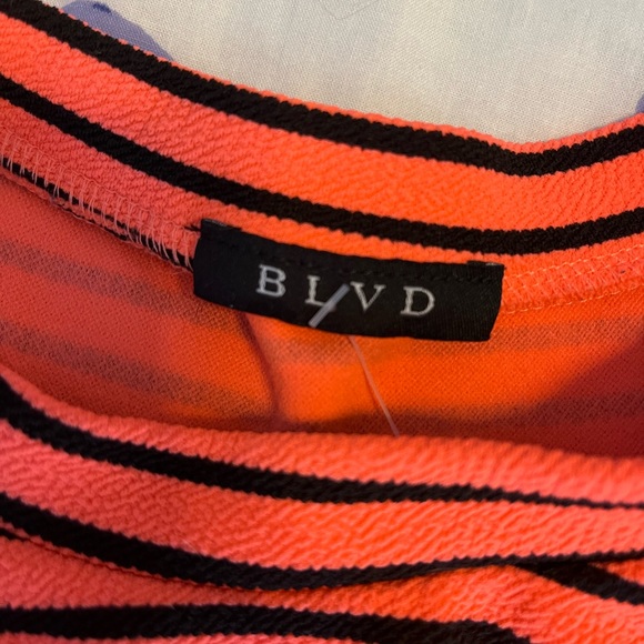 BLVD Orange and Black Striped Crop Top - Picture 3 of 5